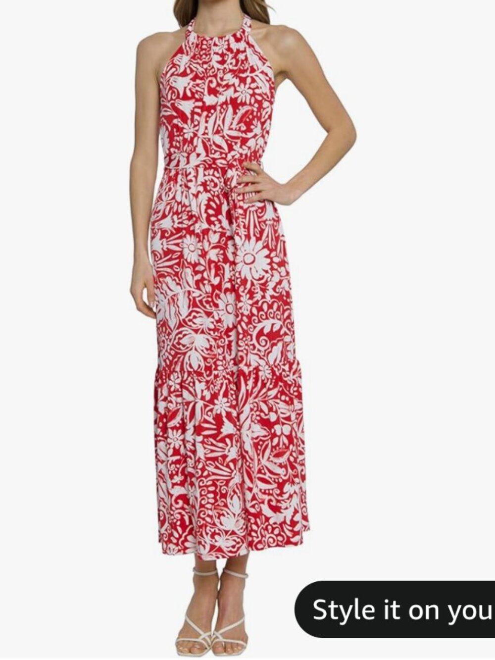 Maggy London Adrianne Casual Sleeveless Halter Maxi Dress    P#208@CMK